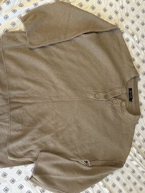 efan medium unisex Tan Sweater beige button down hippie boho men's knitted